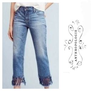 Anthropologie Pilcro & the Letterpress Denim Hi Rise Hyphen Fringe Cropped
